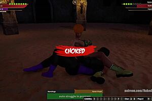 Mandingo vs Karen Krash naked fighter 3D, big tits bouncing in the fight!