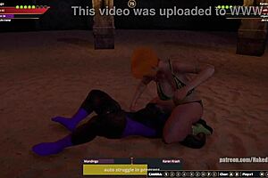 Mandingo vs Karen Krash naked fighter 3D, big tits bouncing in the fight!