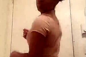 black girl shows chocolate ass in bathroom