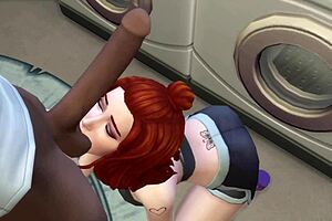 group scene with redhead in double penetration