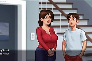 Hot Debbie in seductive sexy dress begs for kisses in summertime saga 3d porn game