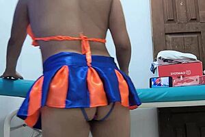 latina slut inserts anal plug during work hours recording