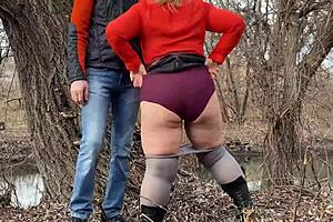 touching my stepmother-in-law's wet pussy outdoors 😈