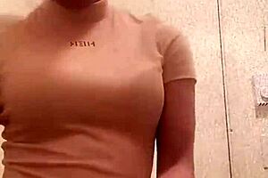 black girl shows chocolate ass in bathroom