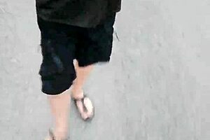 morning walk with nylon feet in birkenstocks