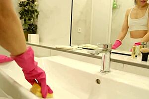 i see the cleaning lady in my bathroom, so weird.