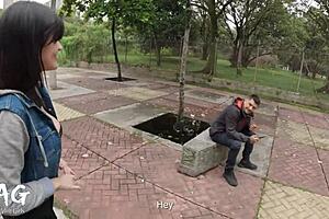 Latina Bodybuilder Slut Picks Up Muscular Guy at Metro for Party Fuck