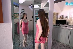 The hot teen step sister catches her BBC stepbrother spying and sucks and fucks him.