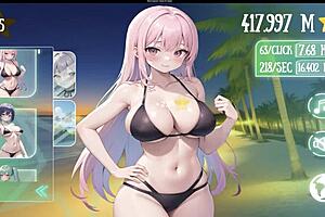 bouncy tits in hentai game with anal sex and big natural tits