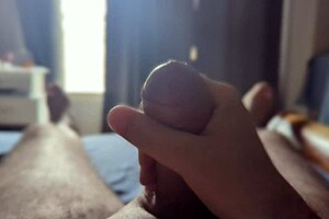 Masturbating Big Cock Monster In Bedroom Homemade Close Up With Sun Rays