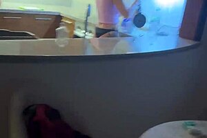 sexy alice blows boyfriend in kitchen