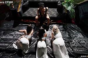 Intriguing foursome with Kira Noir and friends on train