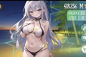 bouncy tits in hentai game with anal sex and big natural tits