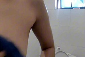 Pinay Girl's Shower Show In Bathroom Before Work