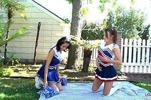 Face sitting lesbian cheerleader, clit explodes in orgasm 😏