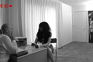 Black Babe Nyomi Banxxx Interacts With White Cock