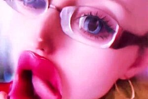 Dollification sissification ramps up with huge pink lips transformation in this bimbo fetish crossdressing session with glasses and lipstick
