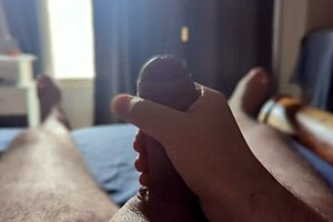 Masturbating Big Cock Monster In Bedroom Homemade Close Up With Sun Rays