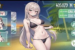 bouncy tits in hentai game with anal sex and big natural tits