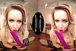 Solo Blonde Woman Nikky Dream Is Masturbating in VR!