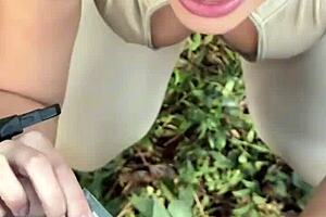 Asian Babe Fucked Without Condom By Black Cop In Woods