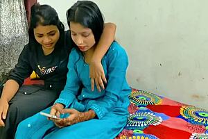 Rahul powerfully fucks his girlfriend and wife in intense threesome