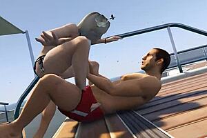 GTA 5 - Cutie Bikini Babe Gets Fucked Hard on the Yacht During the Game!