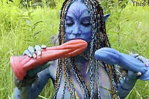 monika fox in avatar cosplay gets prolapse from huge dildo anal and pussy fuck in nature