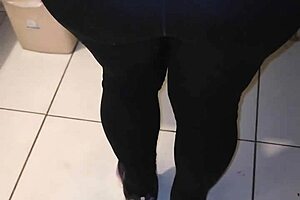 Fucking the cleaning lady bent over in lingerie, her big natural tits bouncing 😍