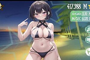 bouncy tits in hentai game with anal sex and big natural tits