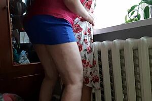I fuck this girl in a miniskirt when husband is at work! Intense strapon orgasm action!