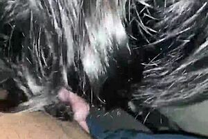 she gives sloppy head to a monster black cock