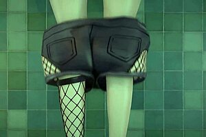 Intense cumflation scene in toilet with pregnant woman.