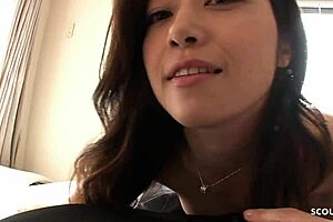 Slim Japanese Wife With Saggy Tits And Big Nipples Enjoys First Porn Sex With Husband, Fucking In Doggystyle And Cowgirl.