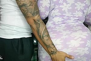 made a deal with stepmom for hard cock help, aiming to creampie her big tits