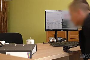 Marvelous teen undresses for cash in office