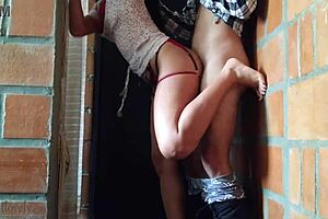 Skinny friend with perfect body fucked in uniform lingerie