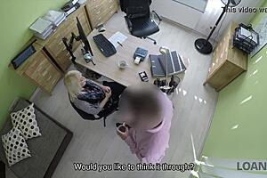 Marvelous teen undresses for cash in office