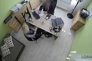 Marvelous teen undresses for cash in office