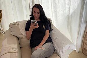 hot stepmom got a portion of cum on her leather boots, feeling so sexy.