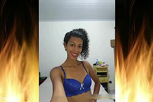 i admire the beautiful brunette in her blue lingerie trailer