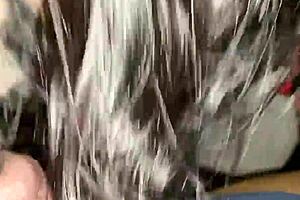 she gives sloppy head to a monster black cock