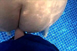 Big Ass Woman Surprised Masturbating in Pool During Quickie