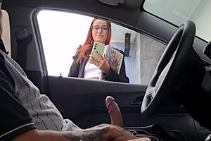 redhead risks public masturbation on the street