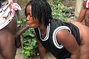 Two BROTHERS FUCK their STEPMOTHER by the WELL SIDE with big ASS