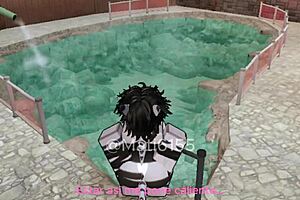 Hey, we're roleplaying in the pool, fucking her ass hard, and it turns into a threesome with that monster cock.