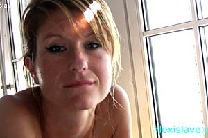 skinny bdsm model candy gets harsh belt whipping on nude oiled ass and legs