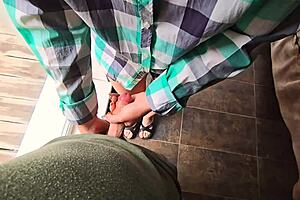 stepsister makes stepbrother cum quickly in her wet panties outdoors!