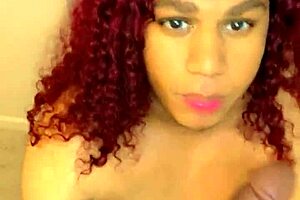 Trans slut in crossdressing worships daddy's cock obediently