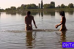 erika and karol show off big natural tits outdoors